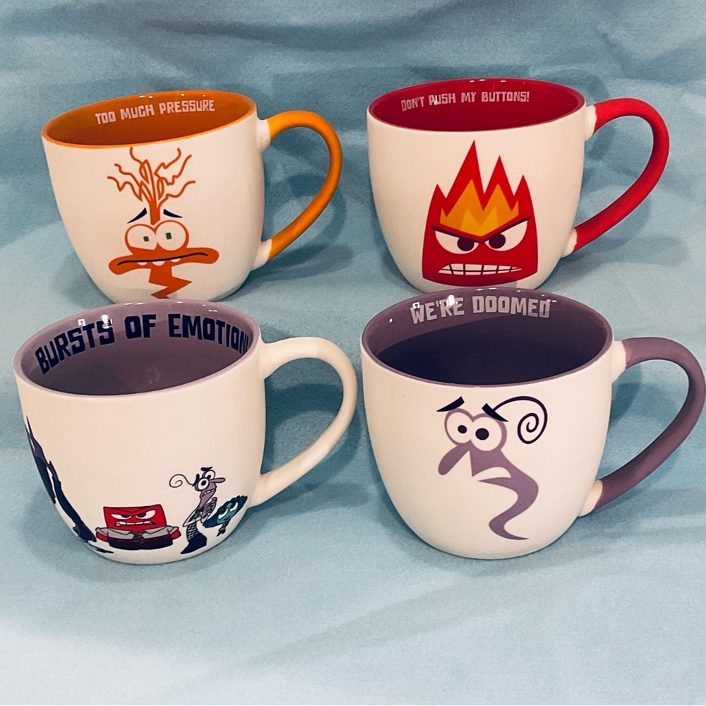 Set of 4 Disney‎ Pixar Inside Out 2 Soft Touch Ceramic Mugs